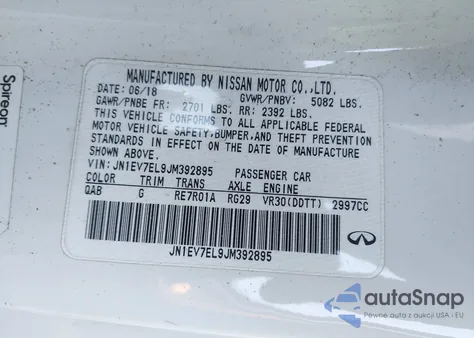 2018 Infiniti Q60 3.0T Luxe из США, поврежденный, VIN JN1EV7EL9JM392895